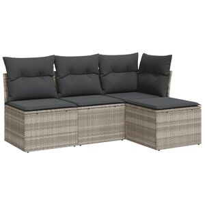 vidaXL Set Divano da Giardino 4pz con Cuscini Grigio Chiaro Polyrattan