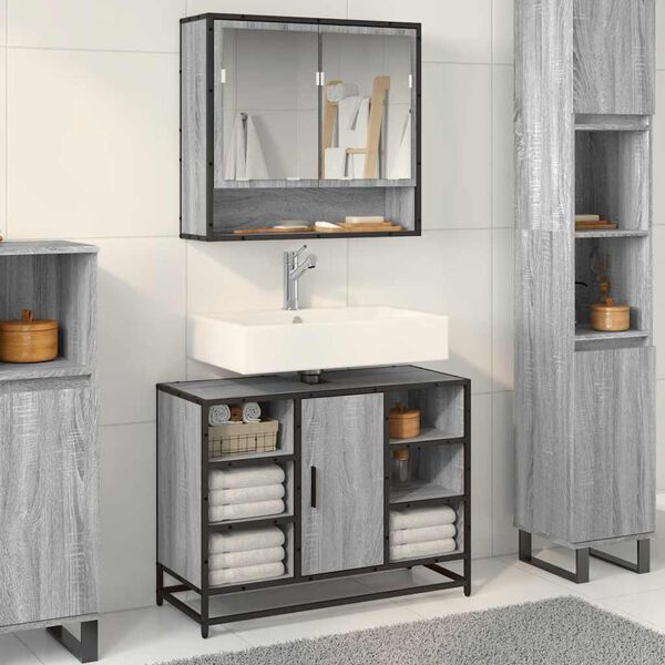 vidaXL Mobile Lavabo Bagno Grigio Sonoma 60x30x60 cm Legno Multistrato