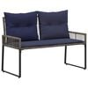 vidaXL Panchina da esterno 4 pcs Grigio e Blu Navy polyrattan
