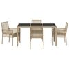 vidaXL Set da Pranzo per Giardino 5 pcs Beige polyrattan