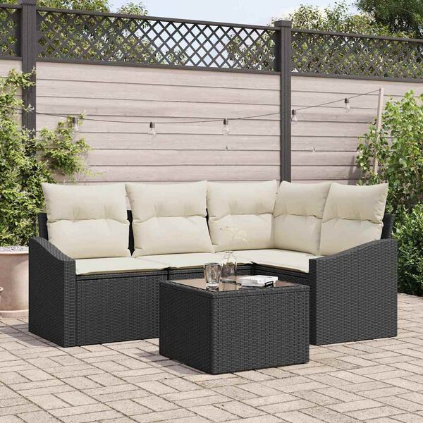 vidaXL Set Divano da Giardino 5 pcs Marrone e Crema polyrattan