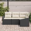 vidaXL Set Divano da Giardino 4 pcs Nero e Bianco polyrattan