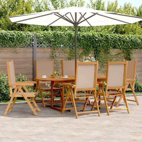 vidaXL Set da Pranzo da Giardino 7 pz Tortora Tessuto e Legno Massello