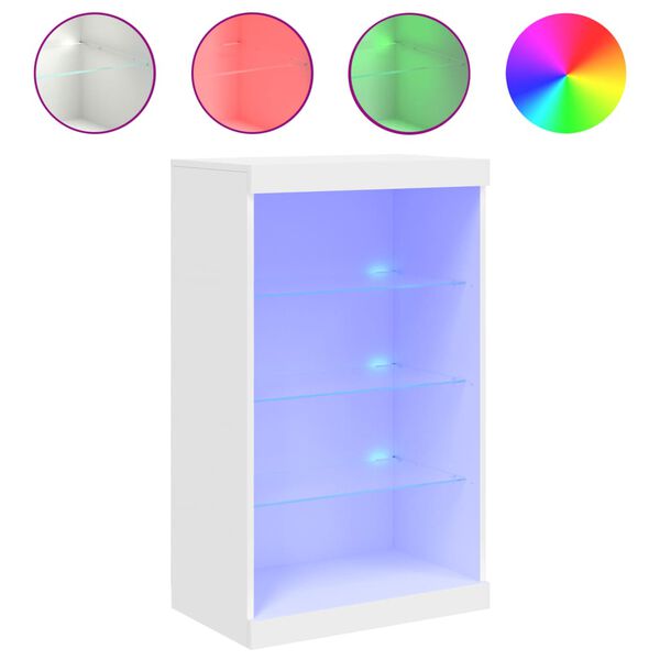 vidaXL Credenza con Luci LED Bianca 60,5x37x100 cm