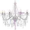 vidaXL Lampadario con Perline Argento 8 Lampadine E14