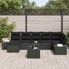 vidaXL Set Divano da Giardino con cuscino 7 pcs Nero polyrattan