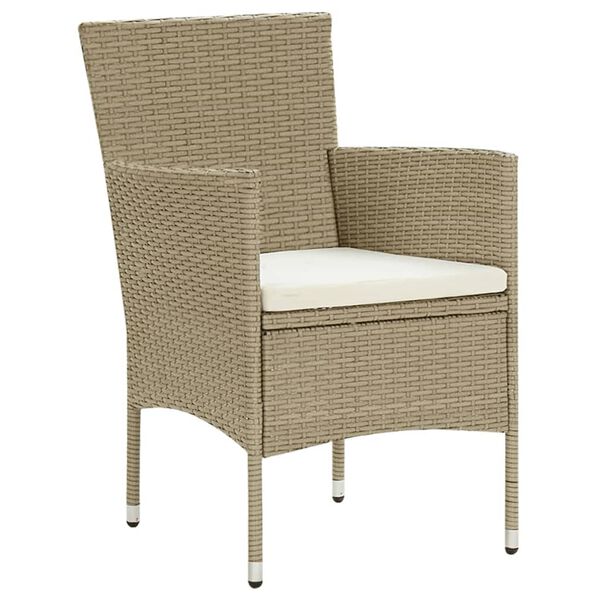 vidaXL Set Pranzo da Giardino 9 pz con Cuscini in Polyrattan Beige