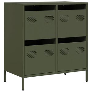 vidaXL Credenza Verde Oliva 68x39x73,5 cm in Acciaio Laminato a Freddo