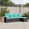 vidaXL Set Divani da Giardino 5 pz con Cuscini Nero in Polyrattan