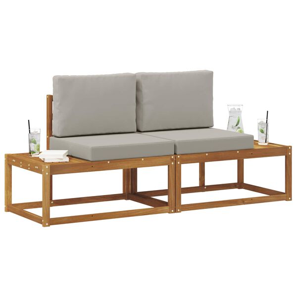 vidaXL Divano da Esterno con cuscino 2 Pezzo Grigio Naturale e Chiaro