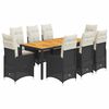 vidaXL Set Bistr&ograve; da Giardino 9 pz con Cuscini in Polyrattan Nero