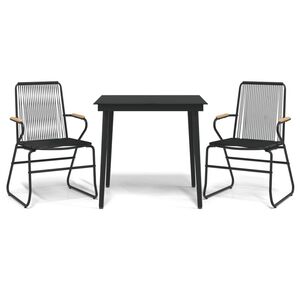 vidaXL Set da Pranzo da Giardino 3 pz Nero in Rattan PVC