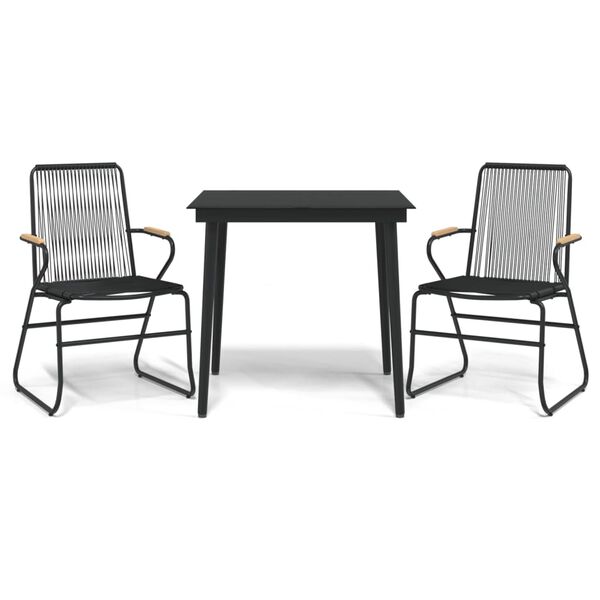 vidaXL Set da Pranzo da Giardino 3 pz Nero in Rattan PVC