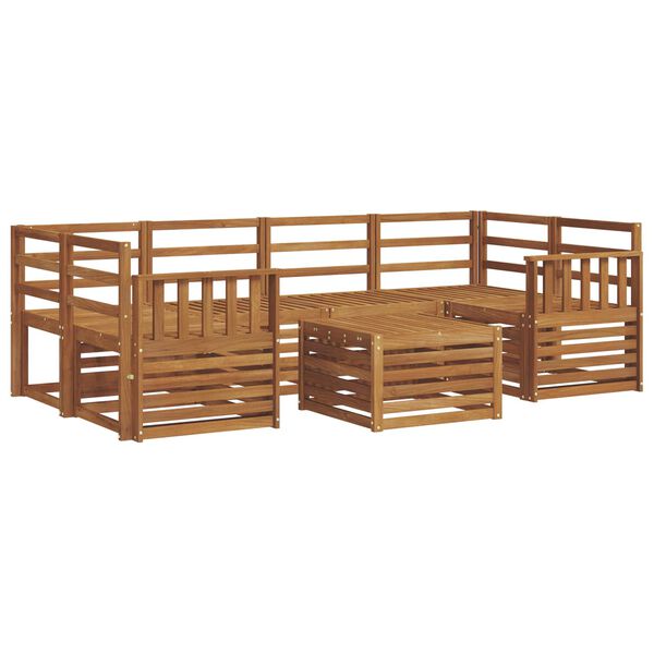 vidaXL Set divani 7 pcs Naturale Legno di Acacia Massello