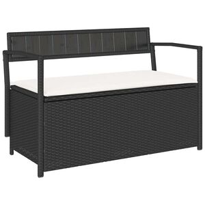 vidaXL Panca Portaoggetti da Giardino con Cuscino in Polyrattan Nero