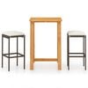 vidaXL Set Bar da Giardino 3 pz con Cuscini Marrone