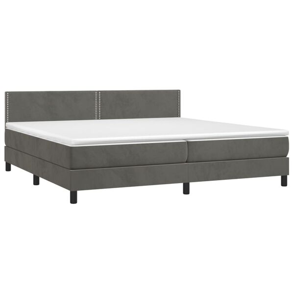 vidaXL Letto a Molle con Materasso e LED Grigio Scuro 200x200 cm