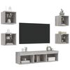 vidaXL Mobili TV a Muro con LED 7pz Grigio Sonoma Legno Multistrato