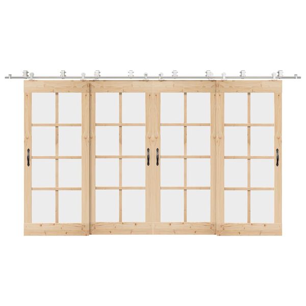 vidaXL Kit Binari Porta Scorrevole 400 cm Acciaio Inossidabile Argento