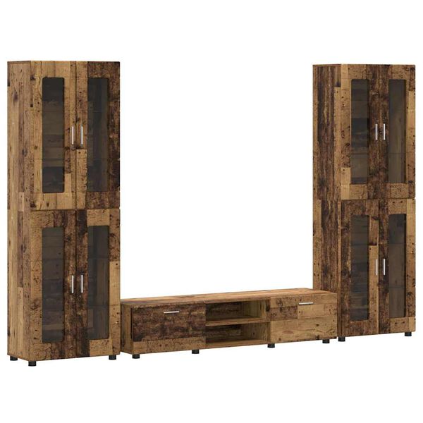 vidaXL Set mobile TV con cassetto Legno vecchio Legno multistrato