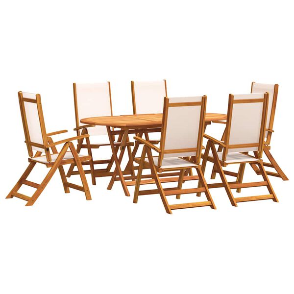 vidaXL Set Pranzo da Giardino 7pz Legno Massello di Acacia e Textilene