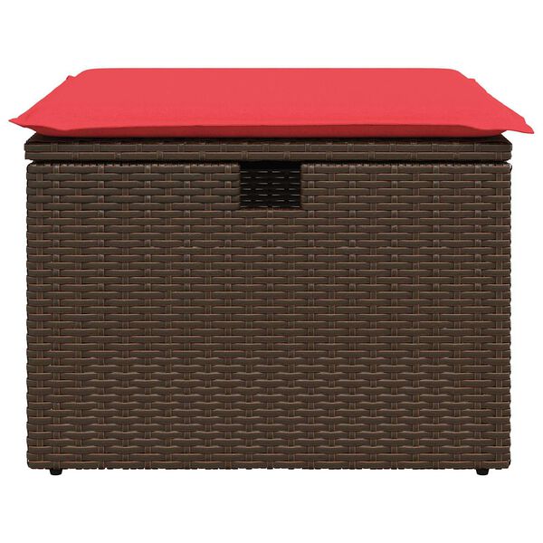 vidaXL Sgabello da giardino con cuscino marrone 55x55x37 cm in polyrattan