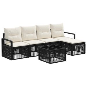 vidaXL Set Divano da Giardino 6 pcs Nero polyrattan