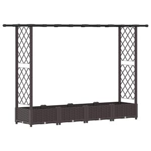 vidaXL Letto Rialzato con Griglia e Tetto Marrone 203 x 40 x 123 cm PP