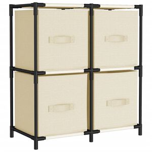 vidaXL Armadietto con 4 Cesti in Tessuto Crema 63x30x71 cm Acciaio