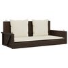 vidaXL Panchina a Dondolo con Cuscini Marrone 119x56x48 cm Polyrattan