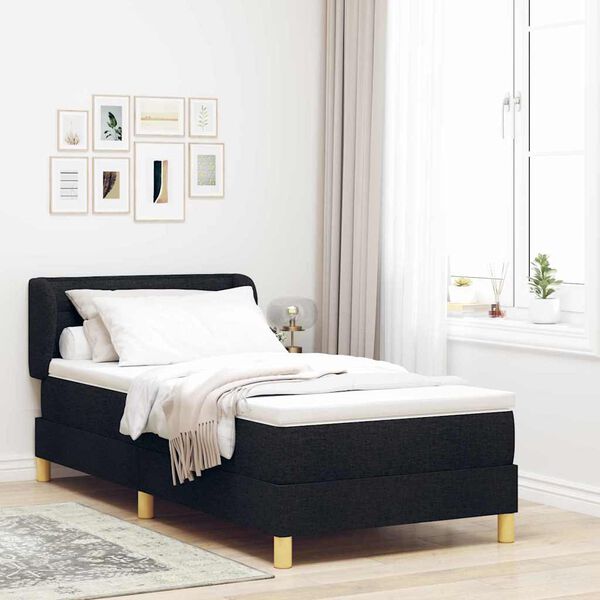 vidaXL Letto a molle con materasso Nero 80 x 200 cm Tessuto