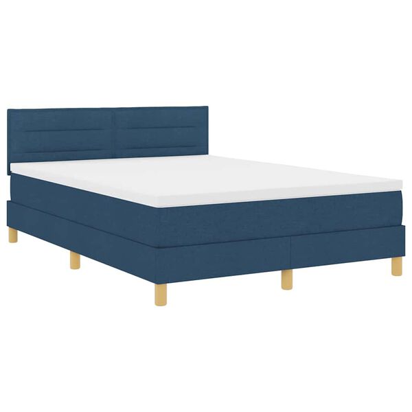 vidaXL Letto a Sorgente LED con materasso Blu 160 x 200 cm Tessuto