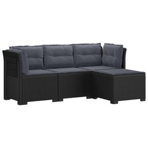 vidaXL Divano da giardino 4 posti con cuscini aspetto rattan PP