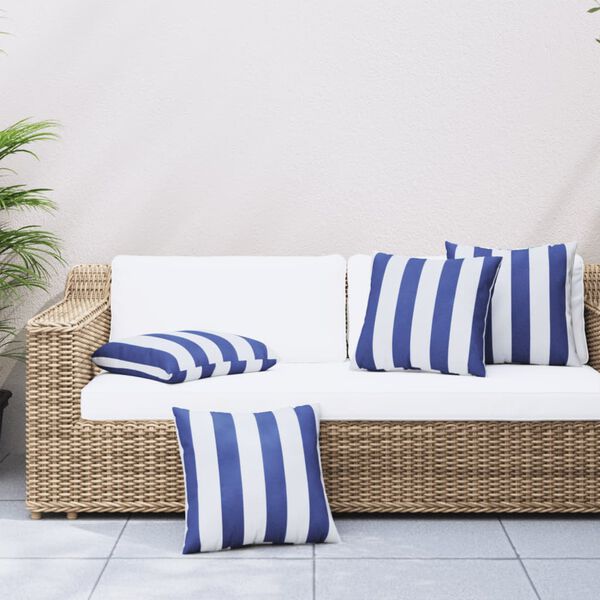 vidaXL Cuscini Decorativi 4pz Strisce Blu e Bianco 60x60 cm Tessuto