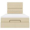 vidaXL Struttura Letto Pouf con Materasso Crema 120x200 cm in Tessuto