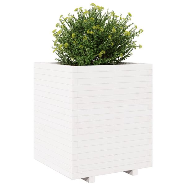 vidaXL Fioriera da Giardino Bianca 60x60x72,5cm Legno Massello di Pino