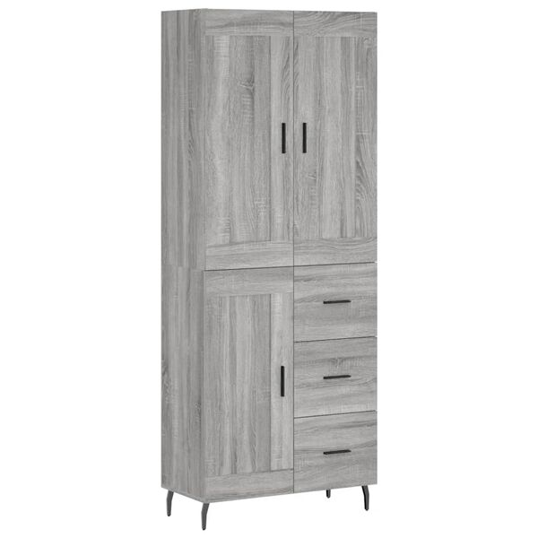 vidaXL Credenza Grigio Sonoma 69,5x34x180 cm in Legno Multistrato