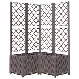 vidaXL Fioriera da Giardino con Graticcio Marrone 80x80x136 cm in PP