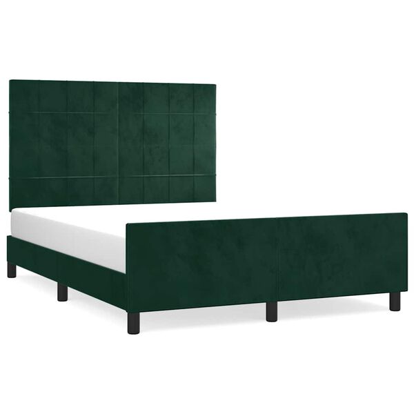 vidaXL Giroletto senza Materasso Verde Scuro 140x190 cm in Velluto