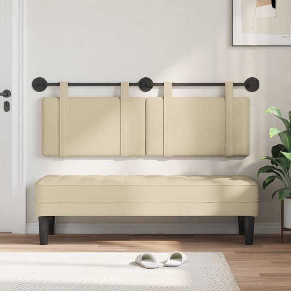 vidaXL Testata appesa Montaggio a parete Crema 150 x 55 x 5 cm Tessuto