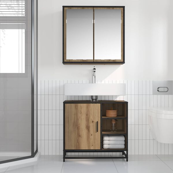 vidaXL Set di mobili per il bagno con porta 2 pcs Rovere artigianale