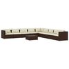 vidaXL Set Divani da Giardino 10 pz con Cuscini in Polyrattan Marrone