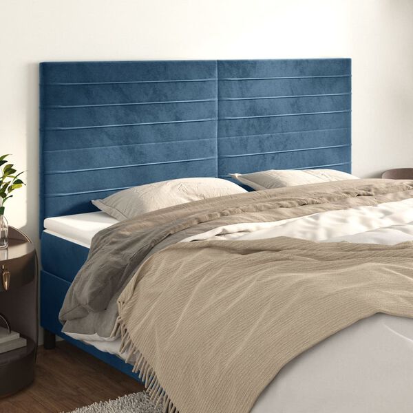 vidaXL Testiera Blu Scuro 180x5x118/128 cm Velluto
