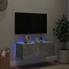 vidaXL Mobile TV a Parete con Luci LED Grigio Cemento 80x35x31 cm