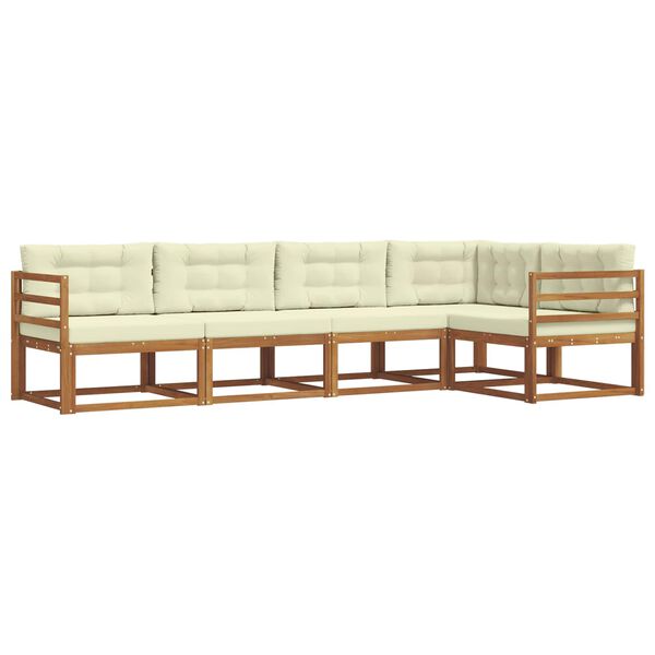 vidaXL Set di divani da esterno con cuscino 5 pcs Naturale e Crema