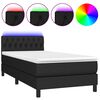 vidaXL Letto a Molle con Materasso e LED Nero 90x190 cm in Tessuto