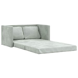 vidaXL Divano Letto da Terra 2 in 1 Grigio Chiaro 122x204x55cm Velluto