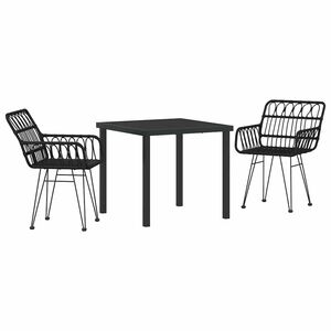 vidaXL Set da Pranzo per Giardino 3 pcs Nero