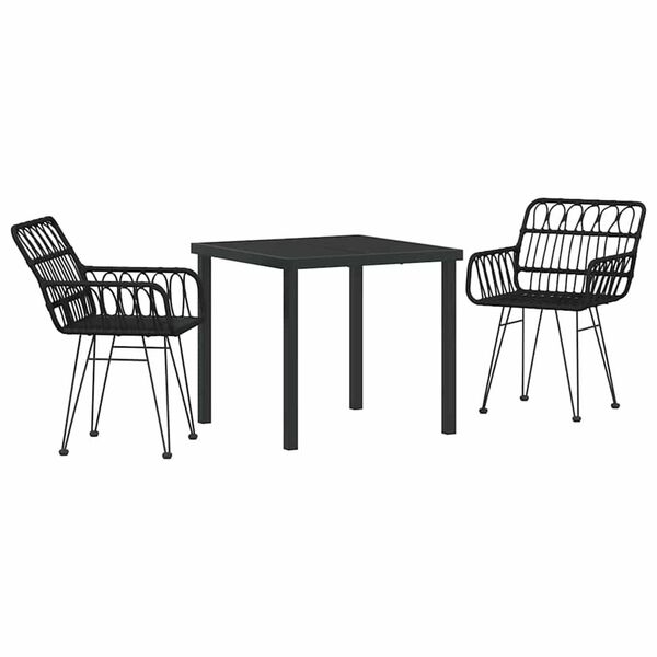 vidaXL Set da Pranzo per Giardino 3 pcs Nero