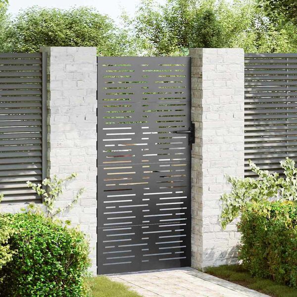 vidaXL Cancello da giardino 85x175 cm in acciaio Corten design quadrato